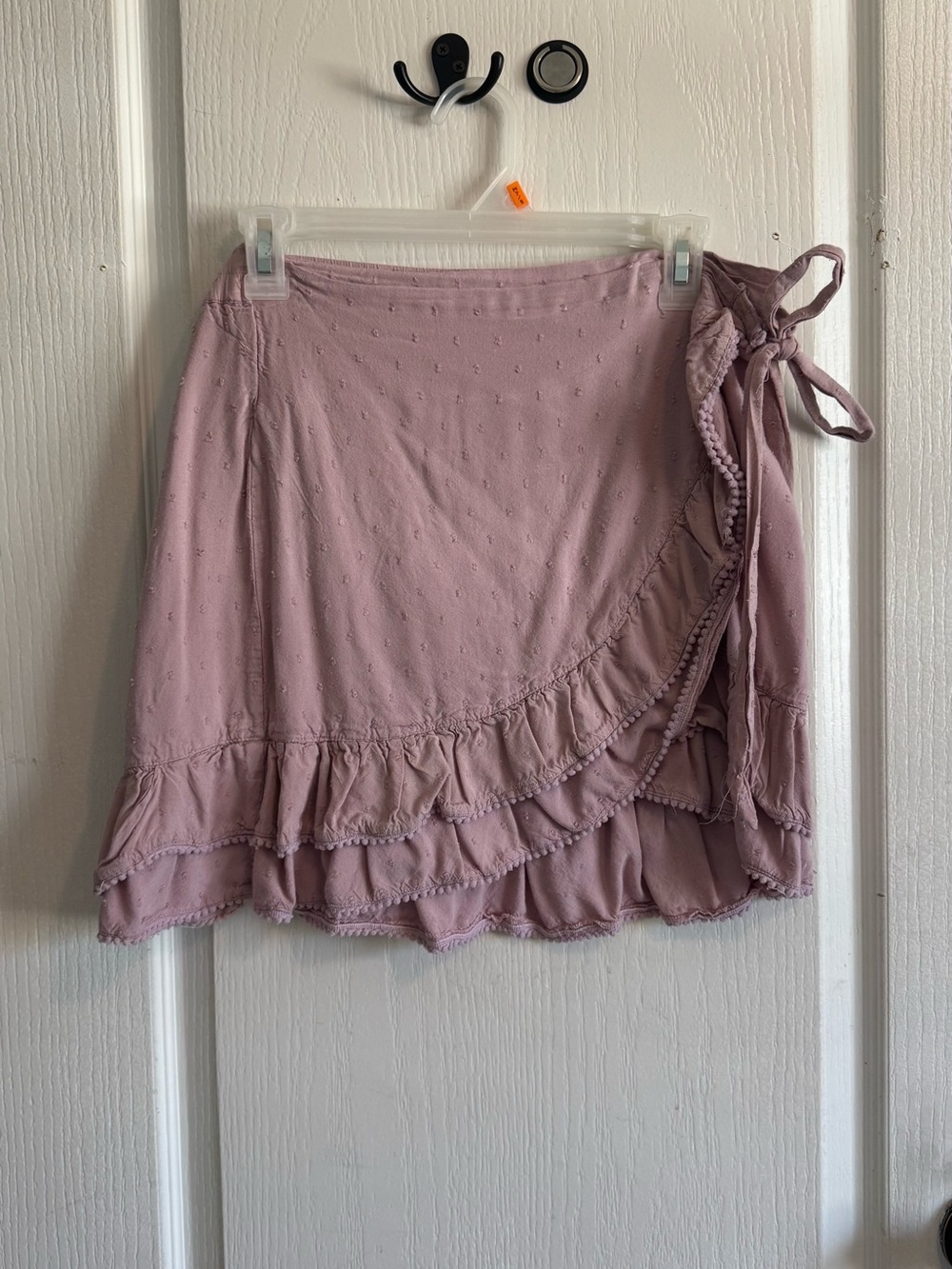 Tie-Waist Asymmetrical Ruffle Skirt in Dusty Mauve